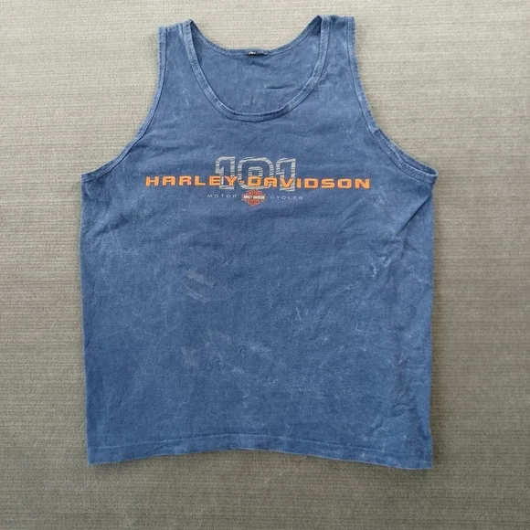 Harley Davidson Tank Top Mens XL Blue Sleeveless Brandon Florida Single Stitch - Picture 9 of 9